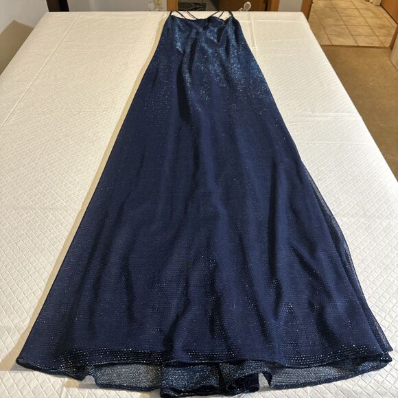 Vtg Rhapsody LTD Maxi Slip Dress Sparkle Blue Ombre Y2K 90s Fairy Grunge Sz 12 - Picture 4 of 13